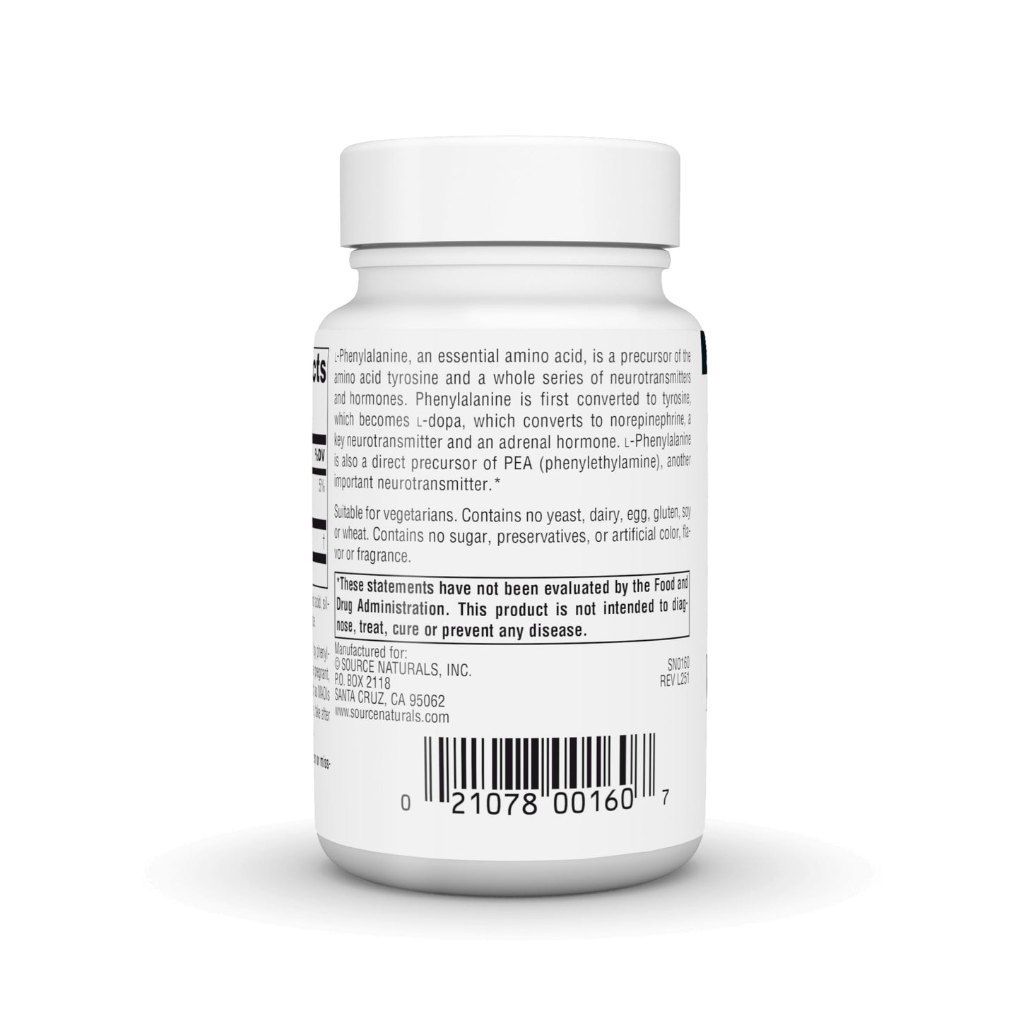 Source Naturals Free Form L-Phenylalanine Tablet 50 Tablets