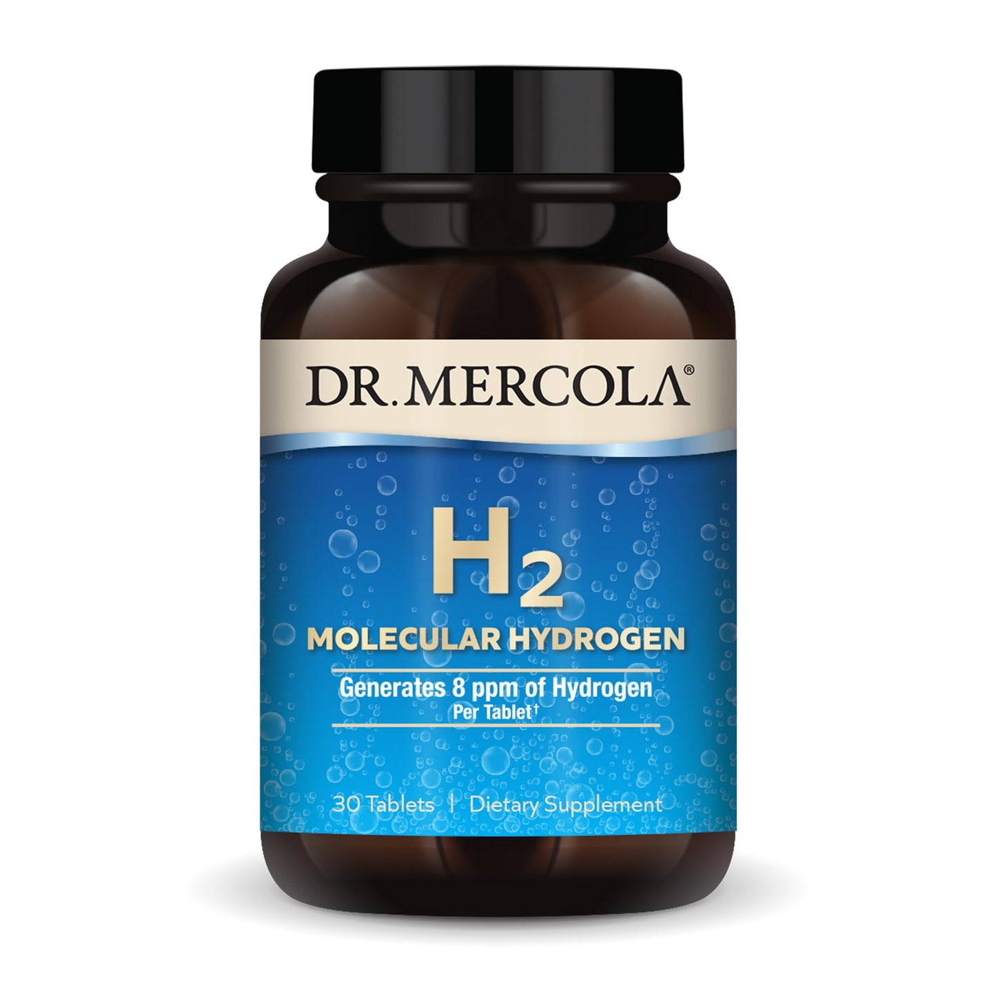 Dr. Mercola H2 Molecular Hydrogen - Supports Healthy Aging, Cellular Energy & Brain Health - with Elemental Magnesium - GMO-Free, Gluten-Free & Soy-Free - 30 Tablets