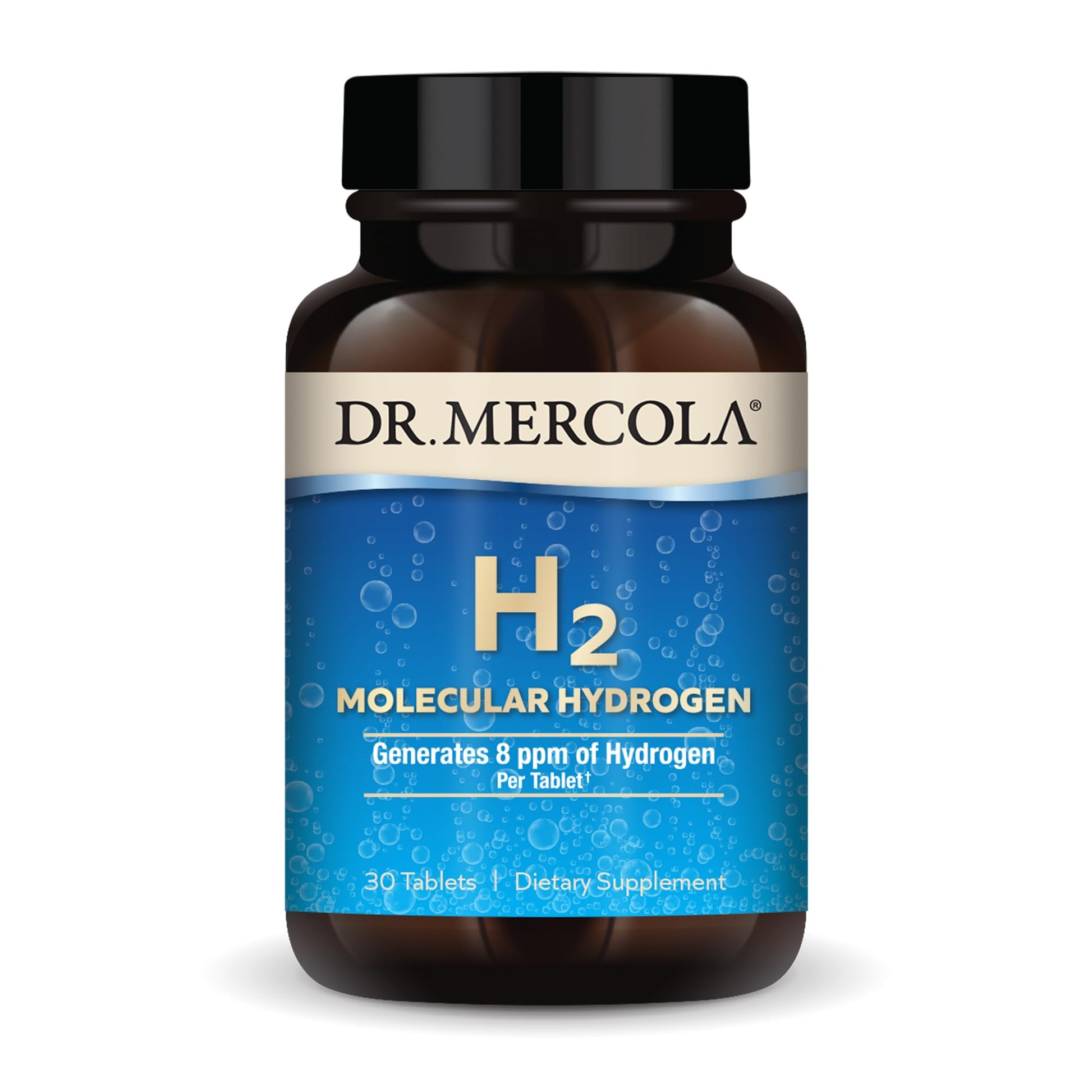 Dr. Mercola H2 Molecular Hydrogen - Supports Healthy Aging, Cellular Energy & Brain Health - with Elemental Magnesium - GMO-Free, Gluten-Free & Soy-Free - 30 Tablets