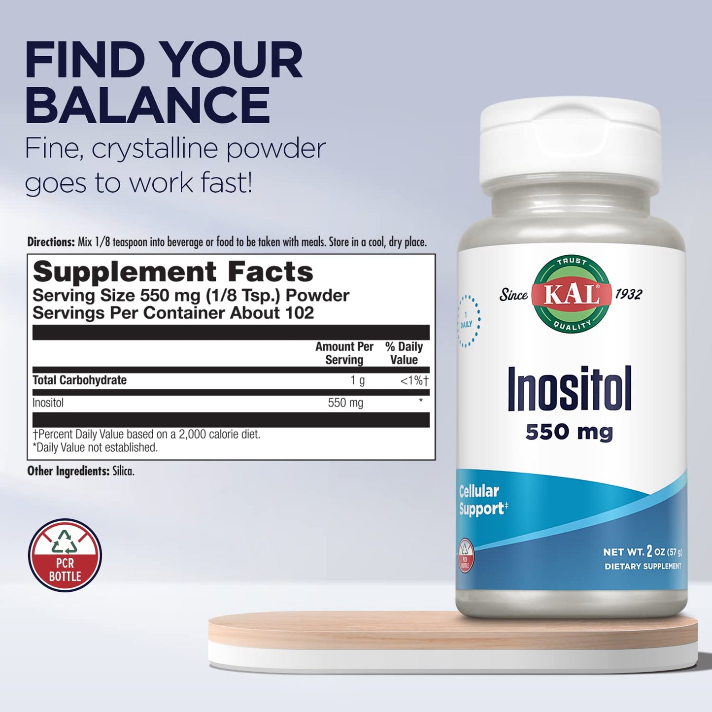 KAL Inositol Powder 550mg, 2 oz