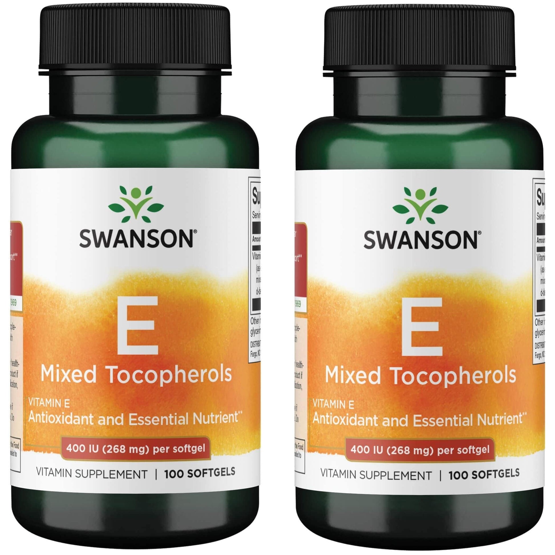 Swanson Vitamin E Mixed Tocopherols Softgels, 400 IU (268 mg), 200 Softgels