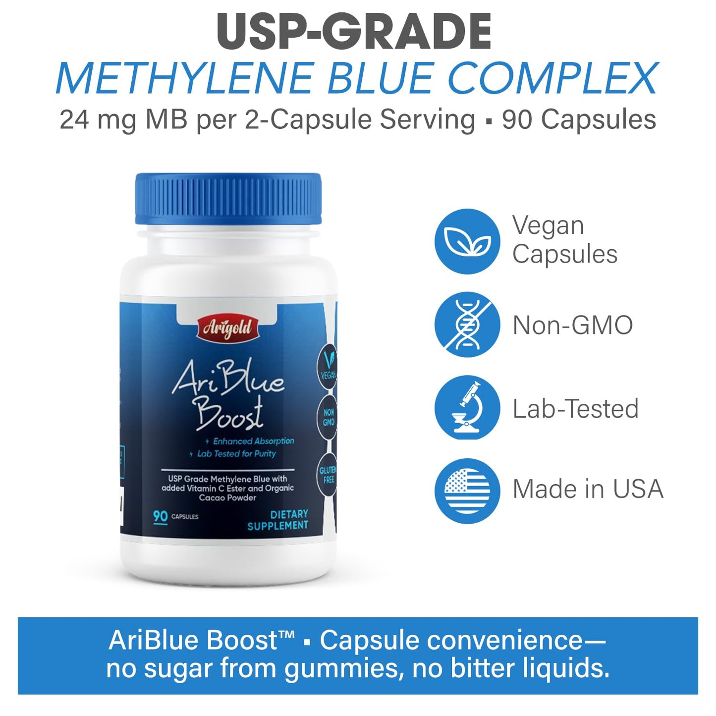 Arigold Methylene Blue Capsules 90 Count