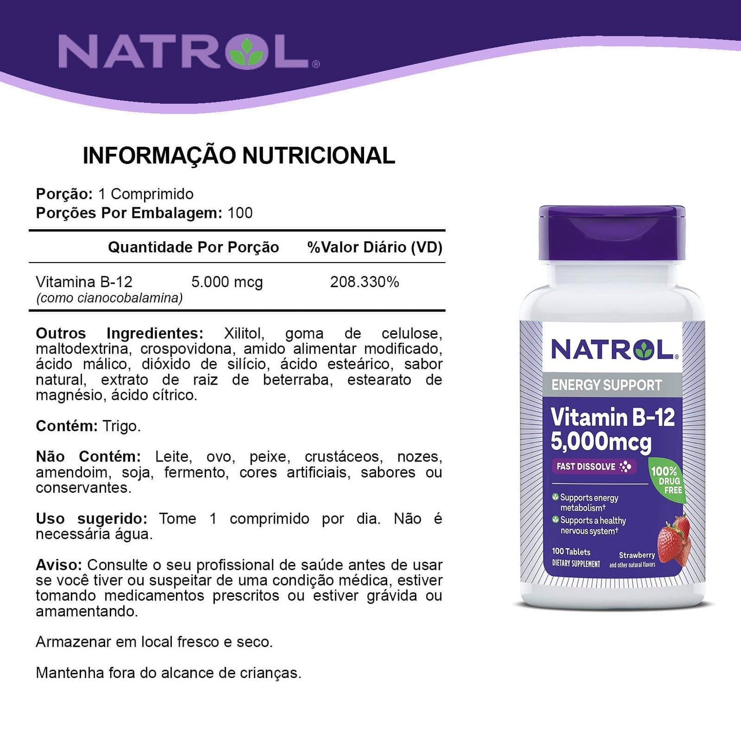 Natrol Vitamin B12 5000mcg Tablet, 100 Tablets