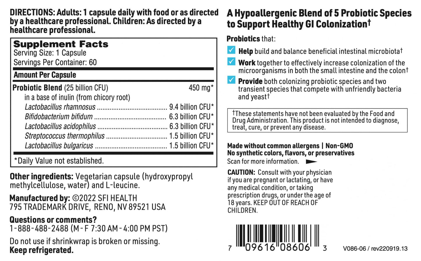 SFI Health Pro-5 Probiotic Capsule 120 Count