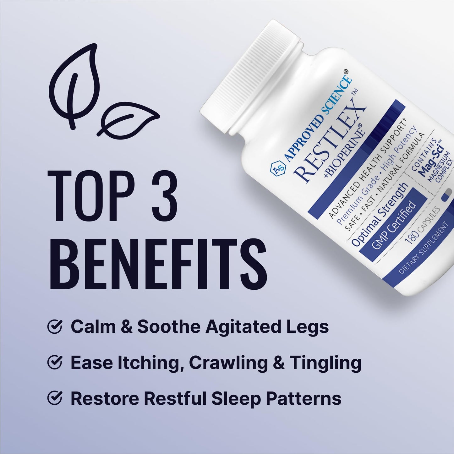 Approved Science Restlex for Restless Legs Magnesium Glycinate Capsules, 360 Count
