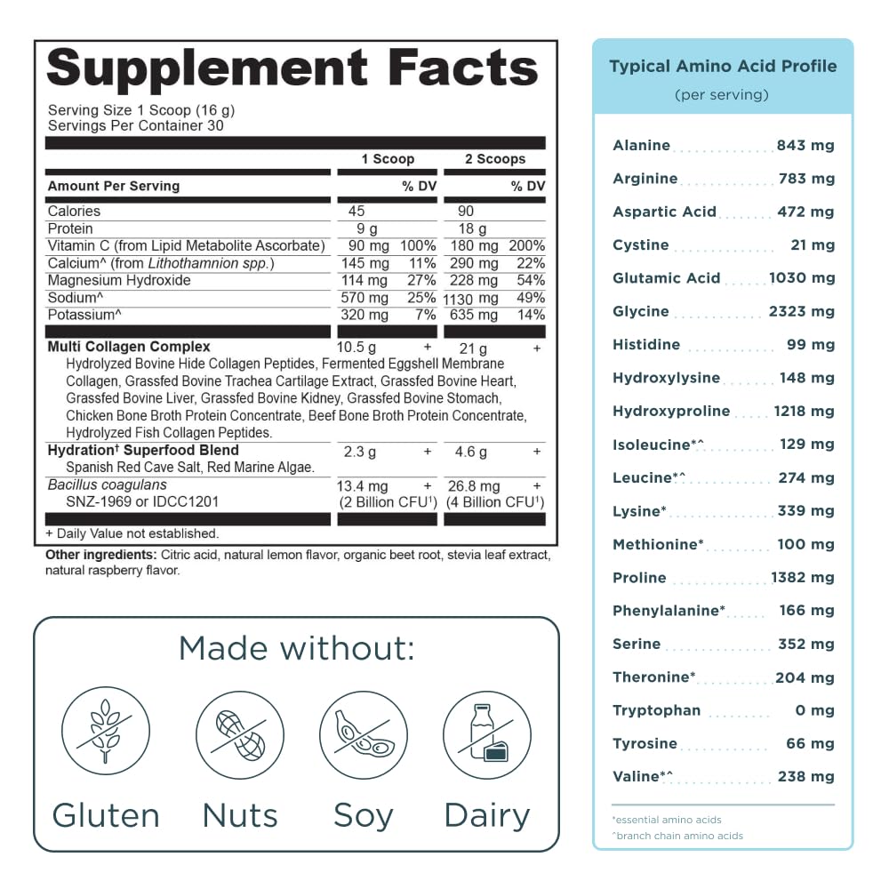 Ancient Nutrition Advanced Multi Collagen Peptides Hydrate Powder, 17 Servings