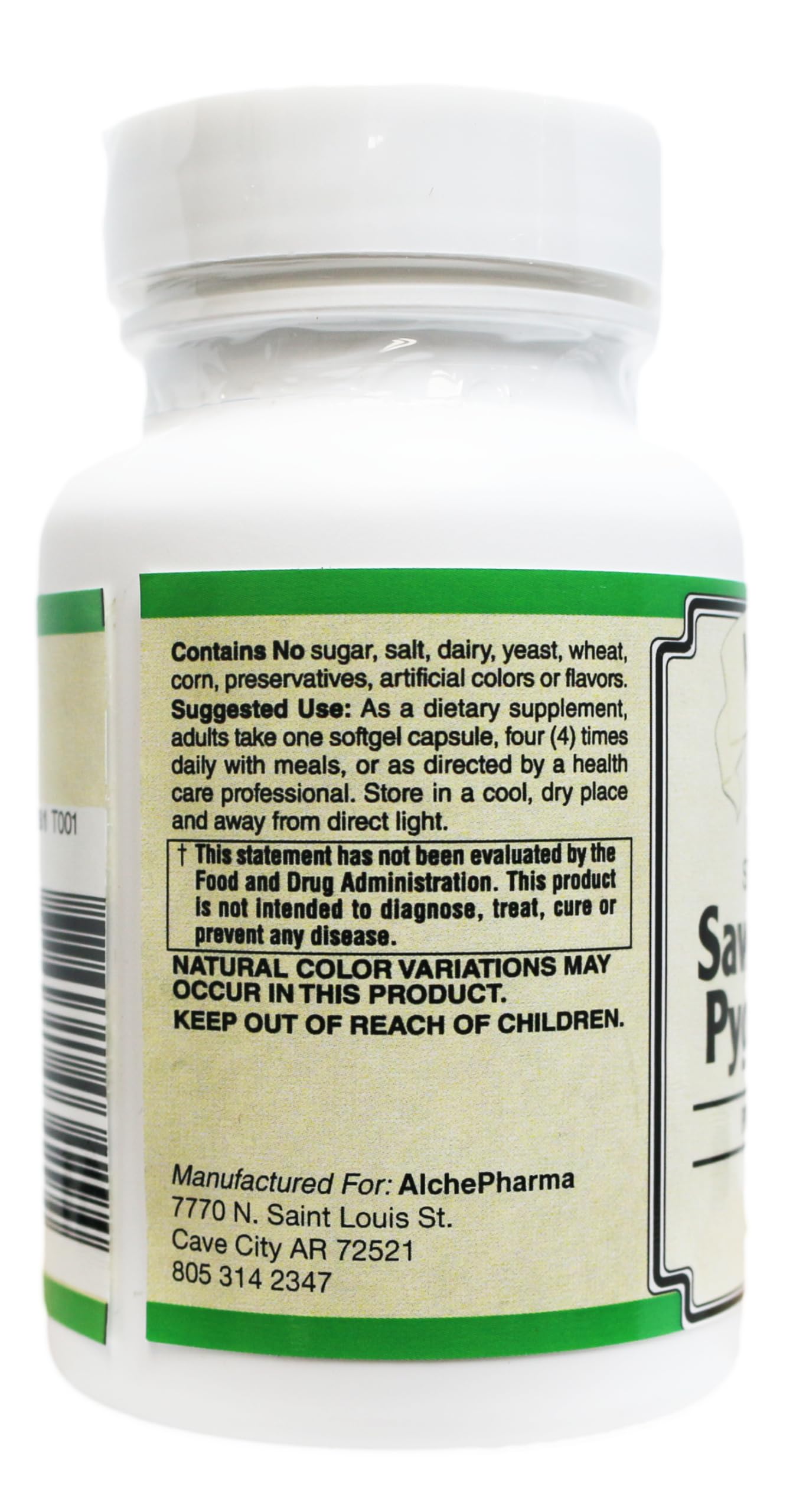 AlchePharma Saw Palmetto & Pygeum Plus-Prostate Support European Standardized Professional Formula Softgel 60 Count