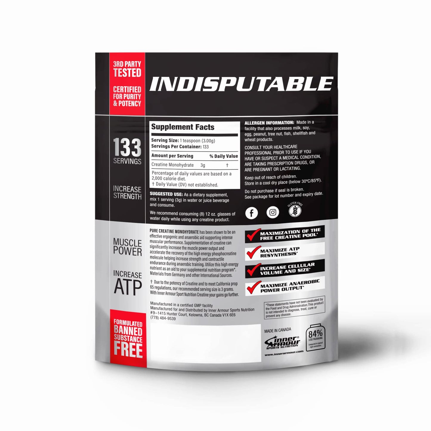 Inner Armour Micronized Creatine Monohydrate Powder, 14 Ounce (Pack of 1)