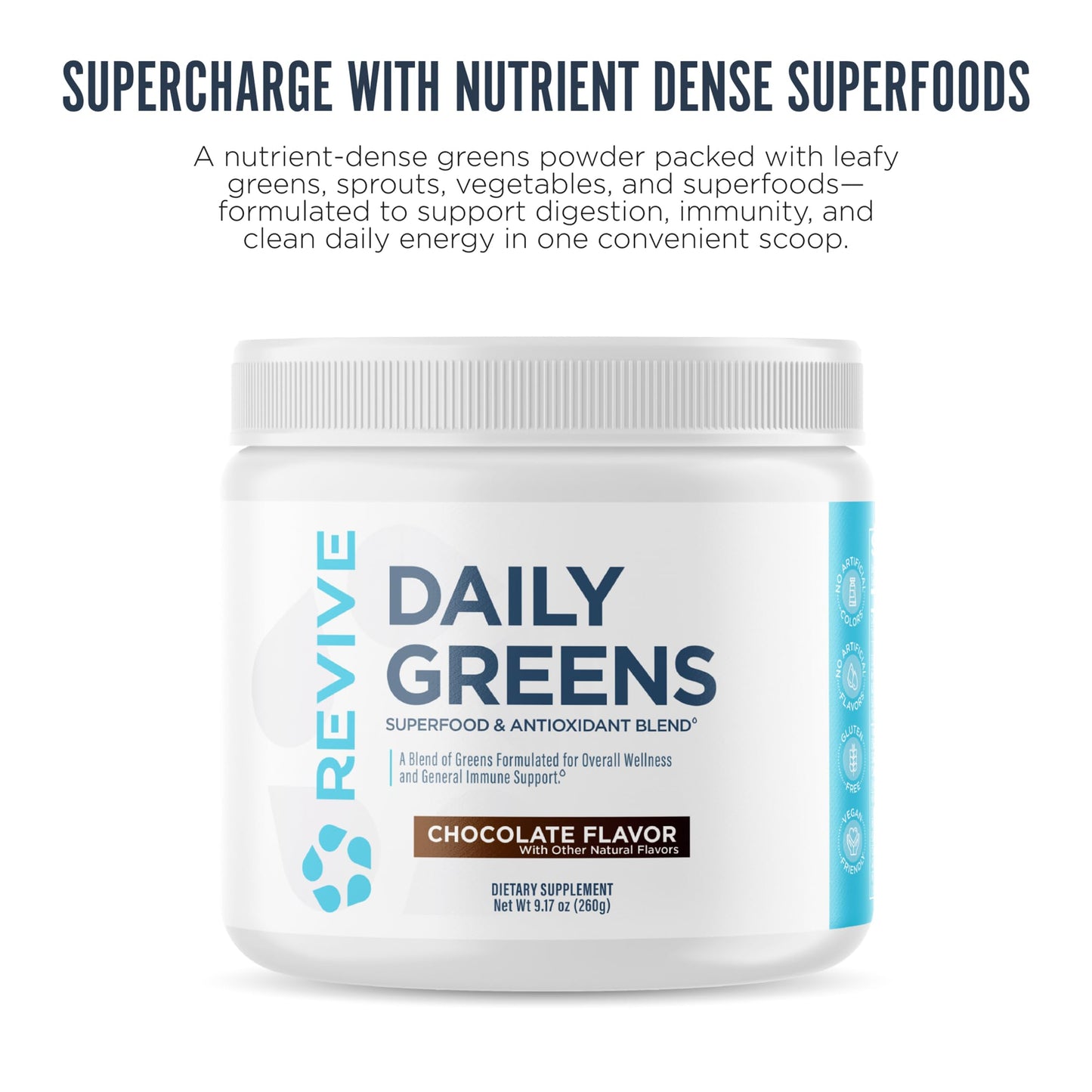 Revive Daily Greens Powder, Chocolate, 9.17 oz