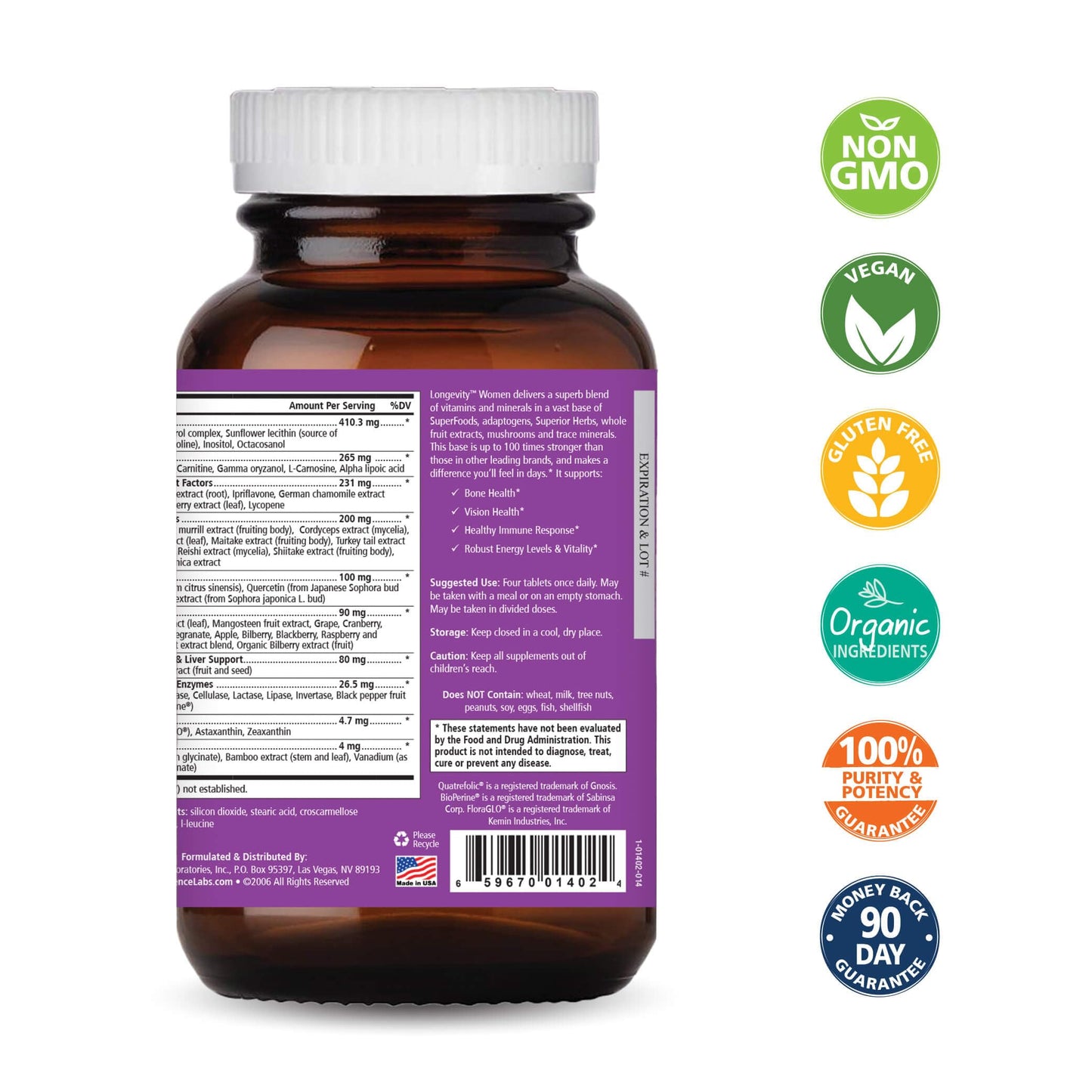 Pure Essence Labs Longevity for Women Over 40 Multivitamin Tablet 120 Count