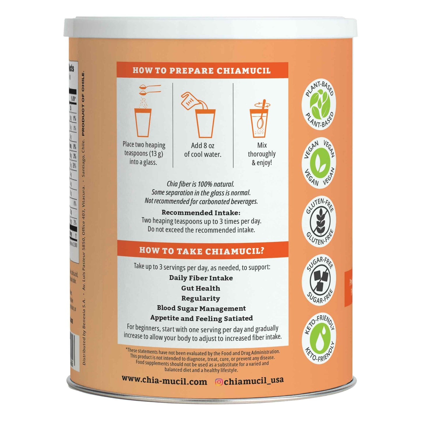 BENEXIA Chiamucil Prebiotic Chia & Inulin Fiber Powder 36.7