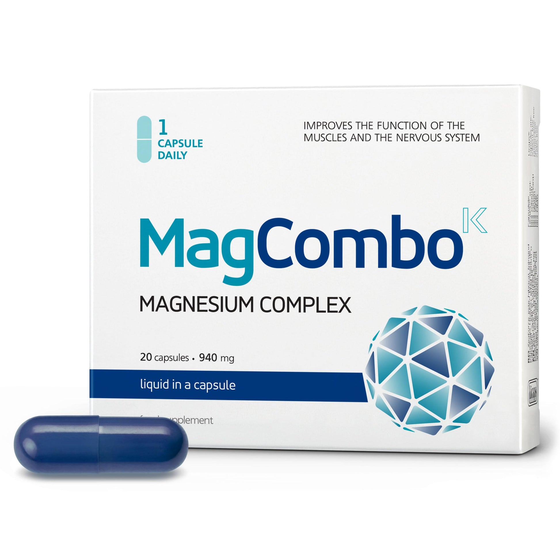 MAGCOMBOK MagCombo Concentrated Pure Magnesium Capsules, 20 Count