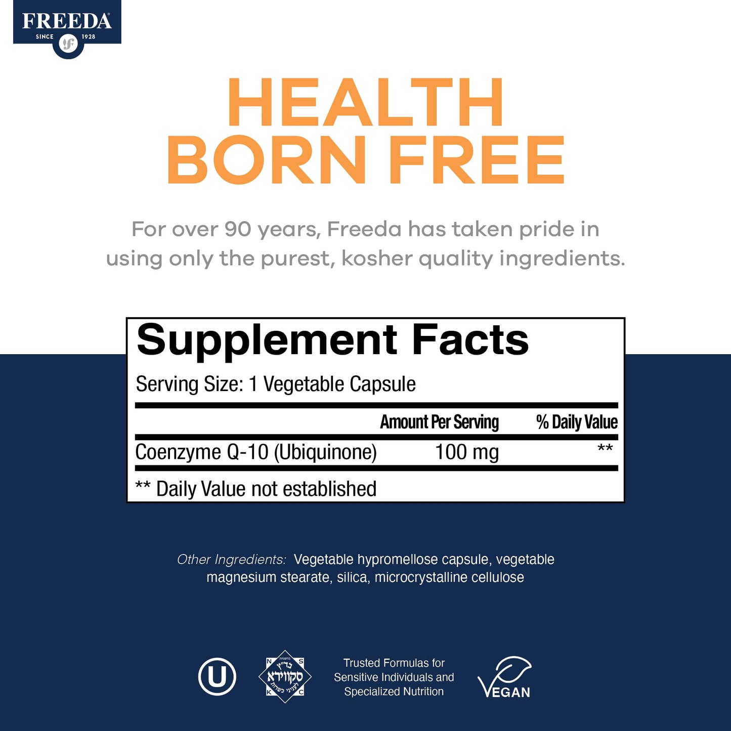 FREEDA CoQ10 100mg Capsules, 100 Count