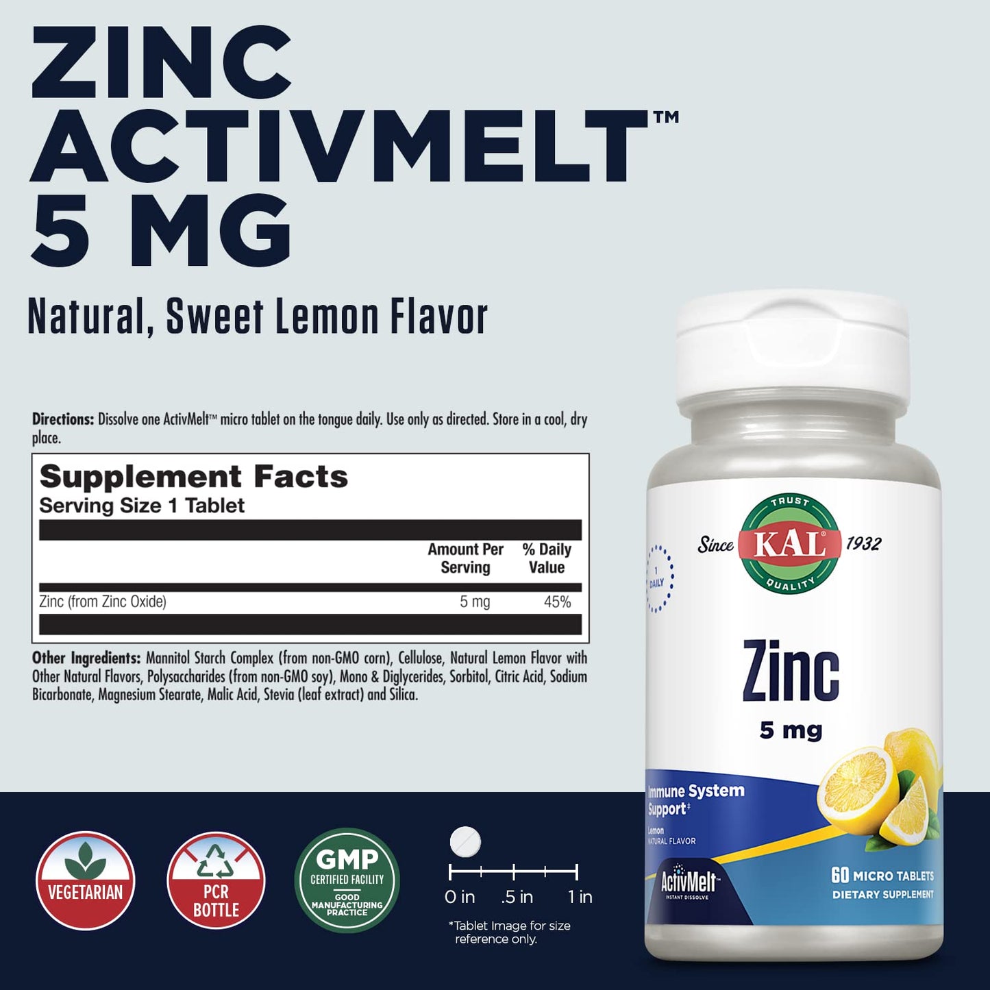 KAL Zinc 5 mg Tablets, 60 Tablets