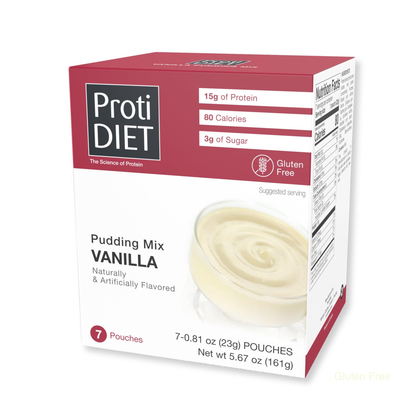 ProtiDIET High Protein Vanilla Instant Pudding Mix Powder, Gluten Free, 5.7 Ounce