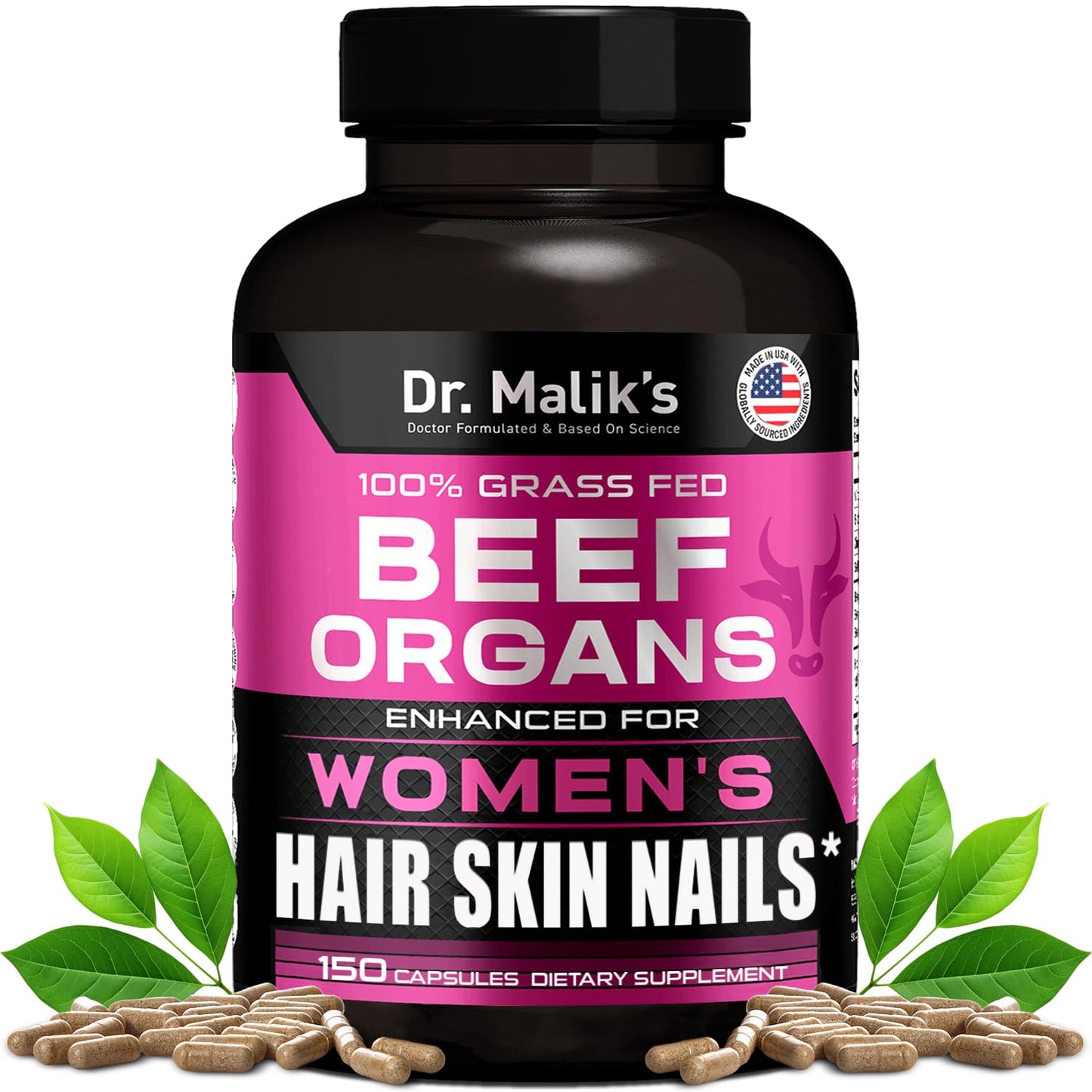 MD Supplements Beef Liver MD Formulated 4 Beef Organs for Women Capsules 150 Count