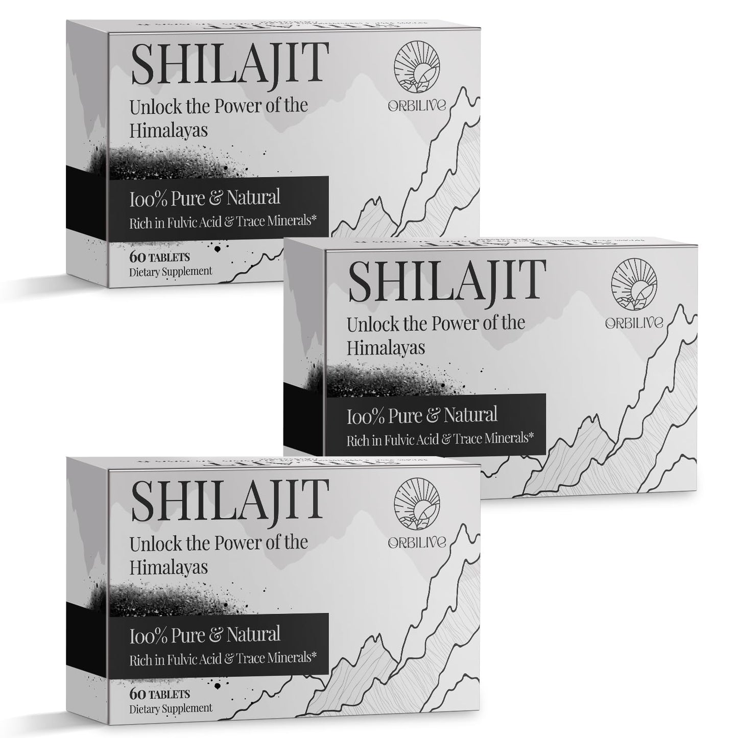 ORBILIVE Shilajit Tablets 1000 mg, 180 Count