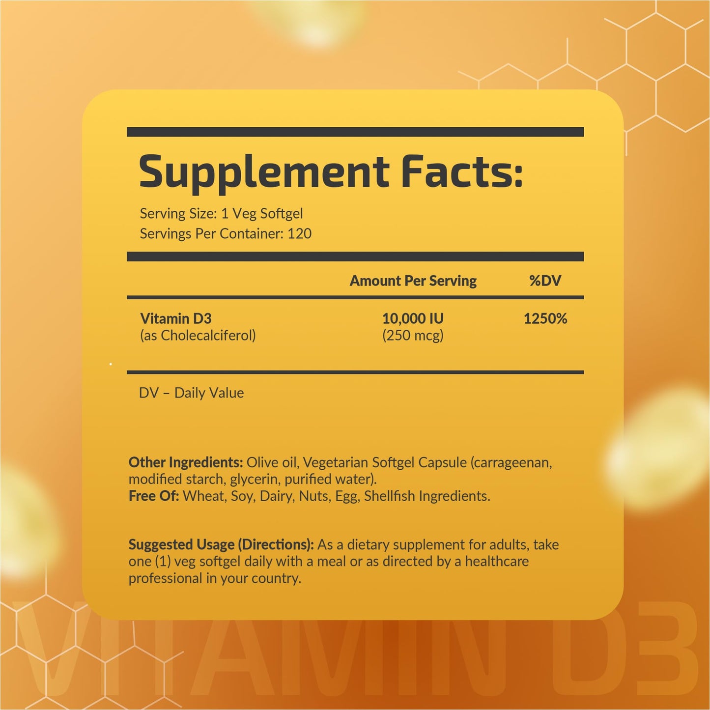 Fuelup Vitamin D3 10000 IU Softgels, 120 Softgels
