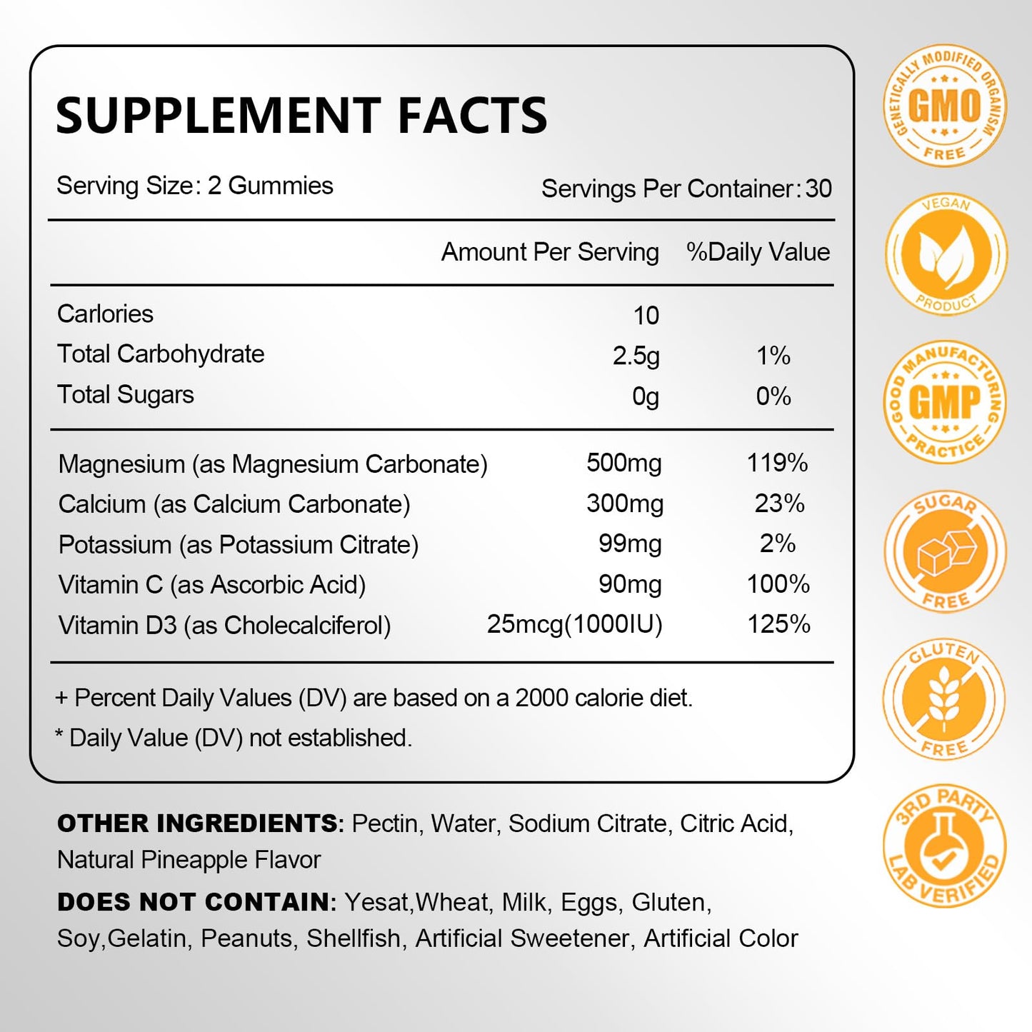 JOVITHEA Magnesium Carbonate Gummies 500mg, 60 Gummies