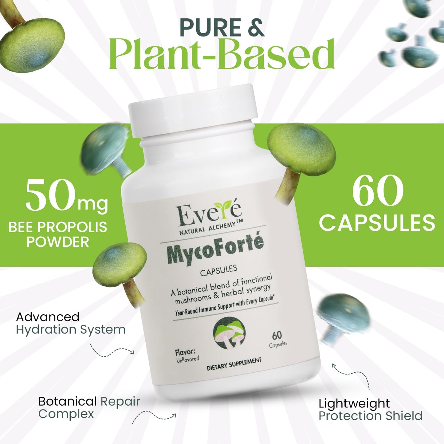 The EverÉ Natural Alchemy MycoForté Mushroom Immune Support Capsules, 60 Count
