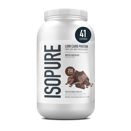 Isopure Low Carb 100% Pure Whey Isolate Protein Powder, Dutch Chocolate, 3 lb, 48 Servings
