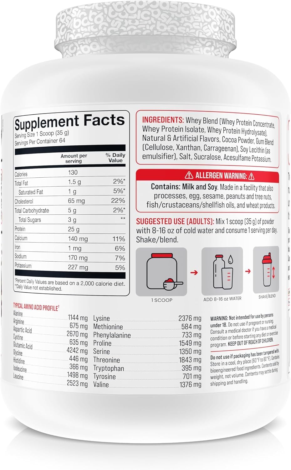 BASIC SUPPLEMENTS Whey Protein Powder, 80