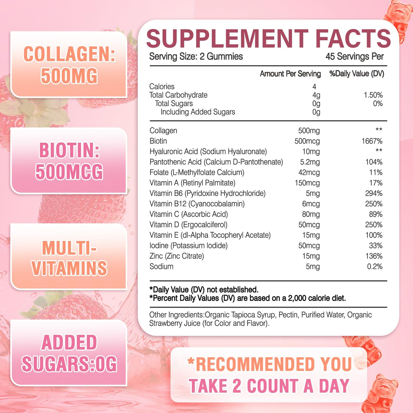 WyuuKi Collagen Gummies Strawberry 180 Count