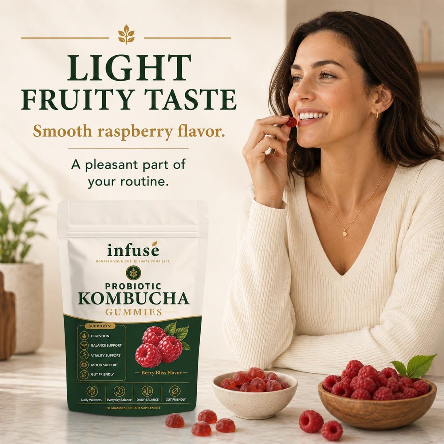 Timbersonic Infuse Probiotic Kombucha Gummies Supplement Vitamin Capsule 1