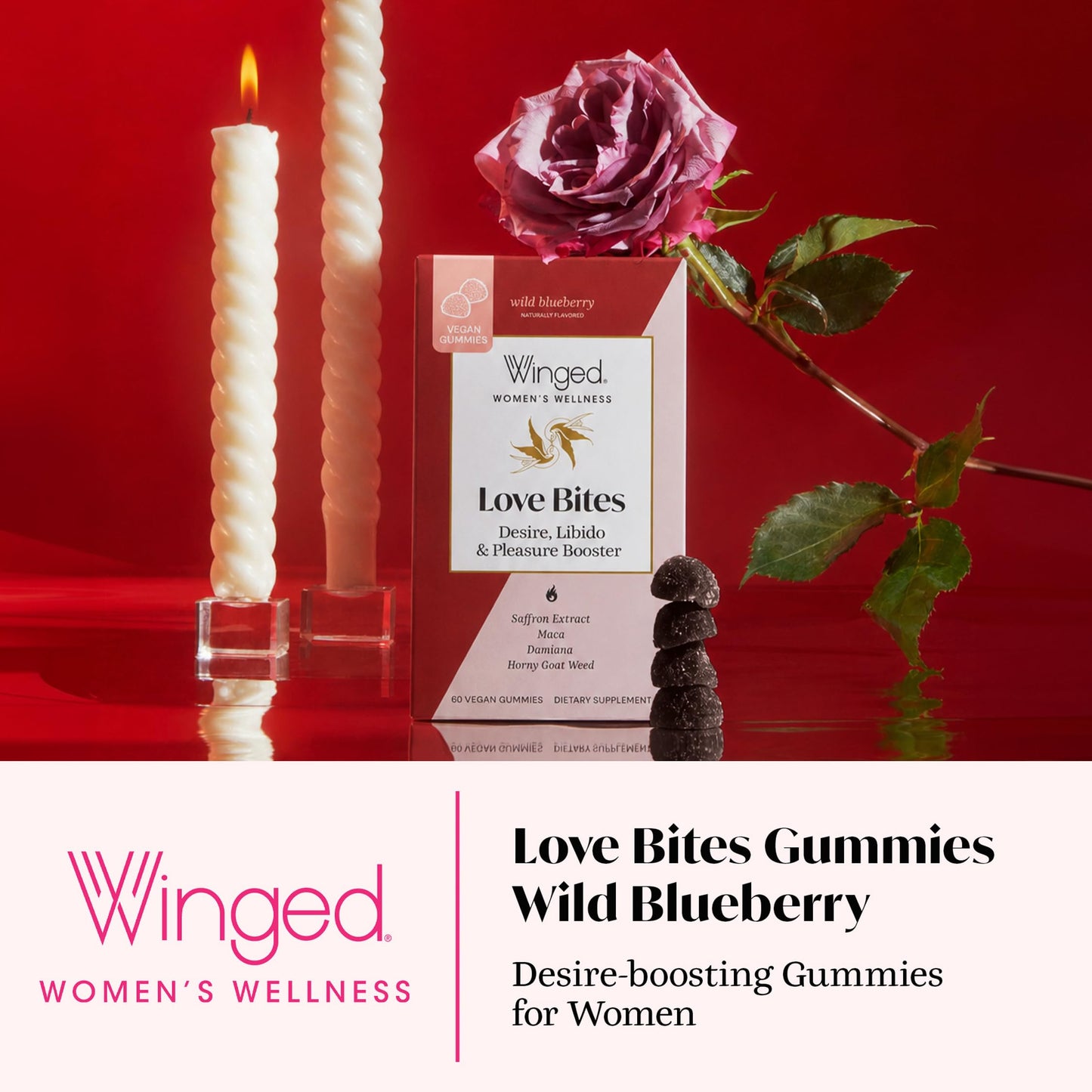 Winged Wellness Love Bites Libido Support for Women 60 Gummies