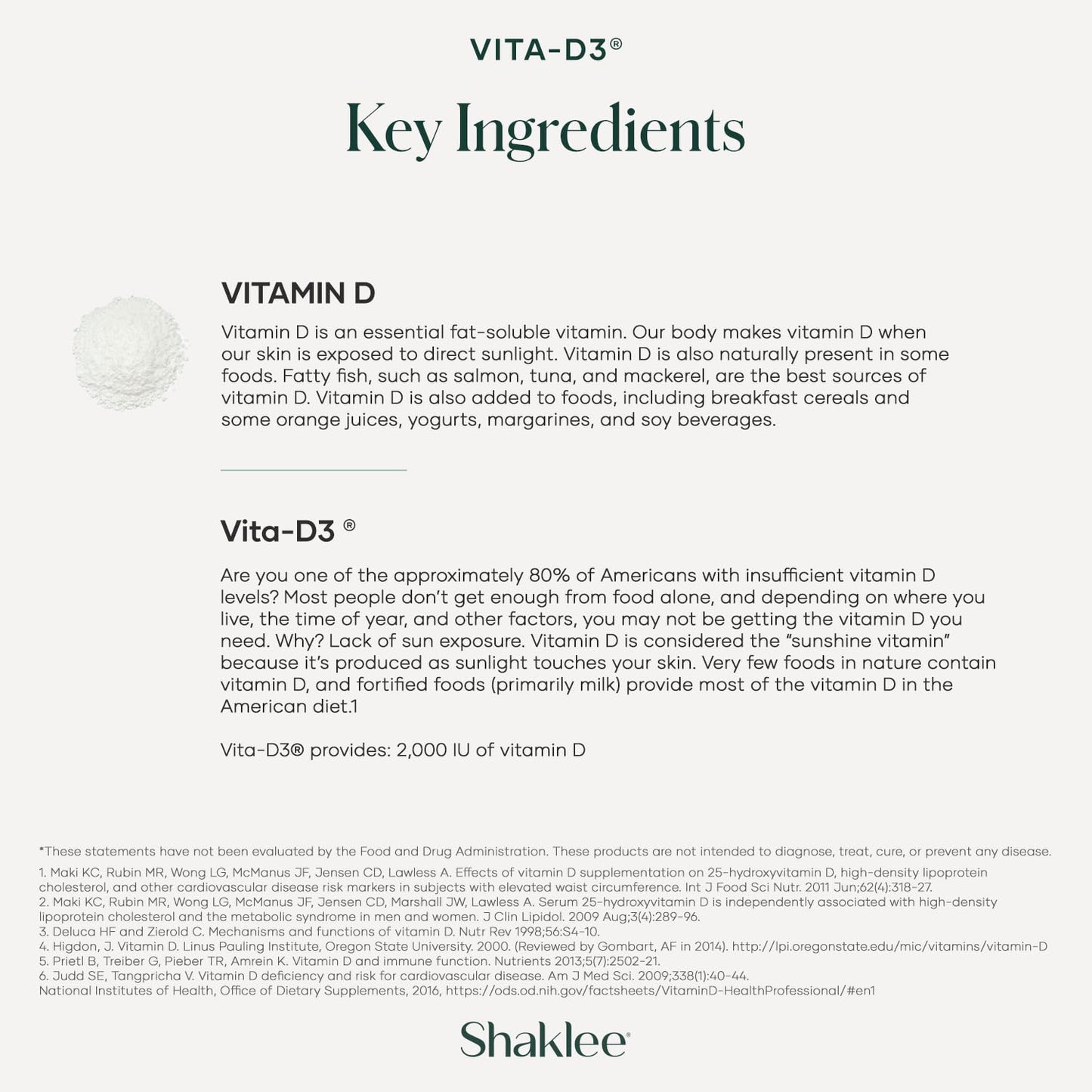 Shaklee Vita-D3 2000 IU High-Potency Vitamin D3 90 Tablets