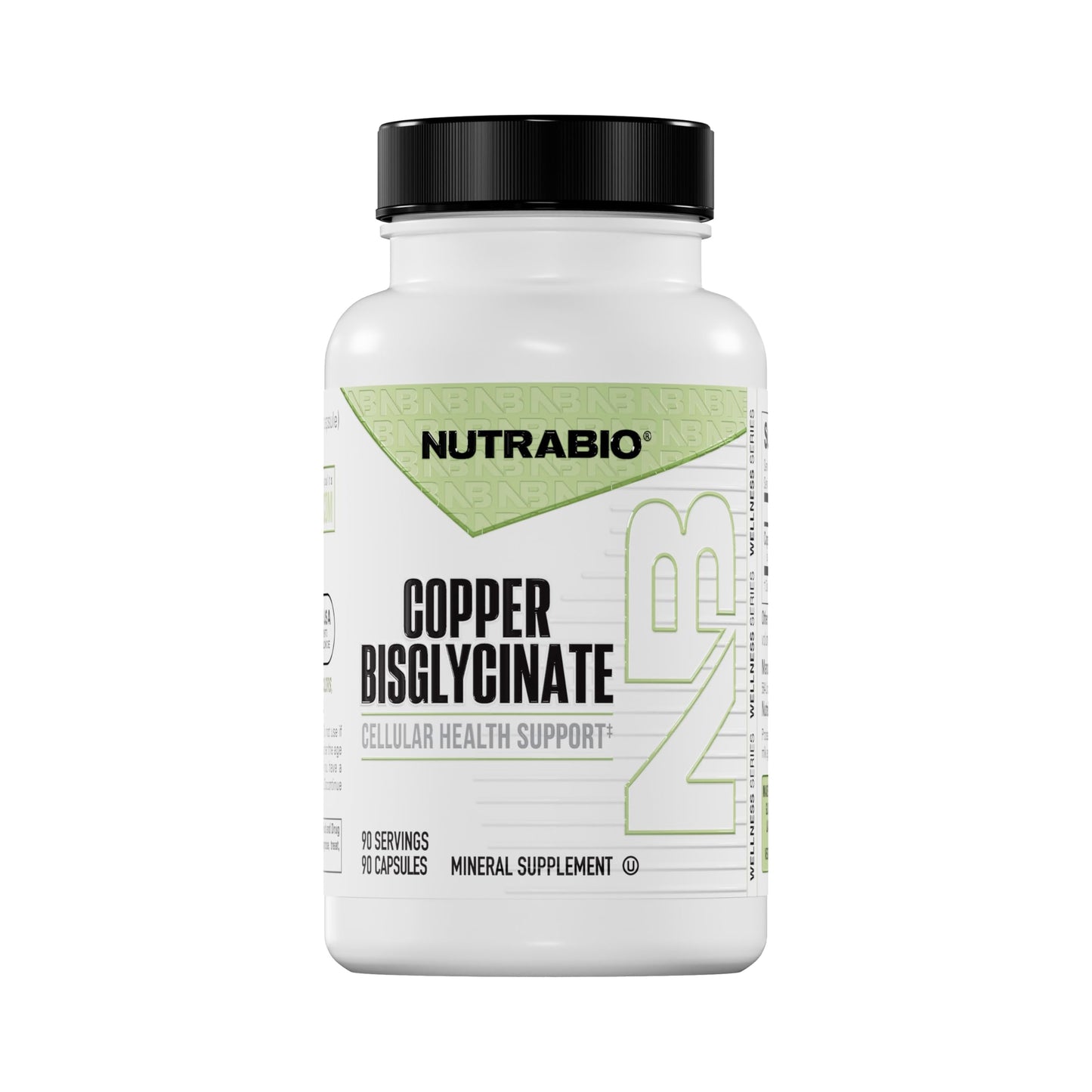 NutraBio Chelated Copper Bisglycinate Supplement 90 Capsules