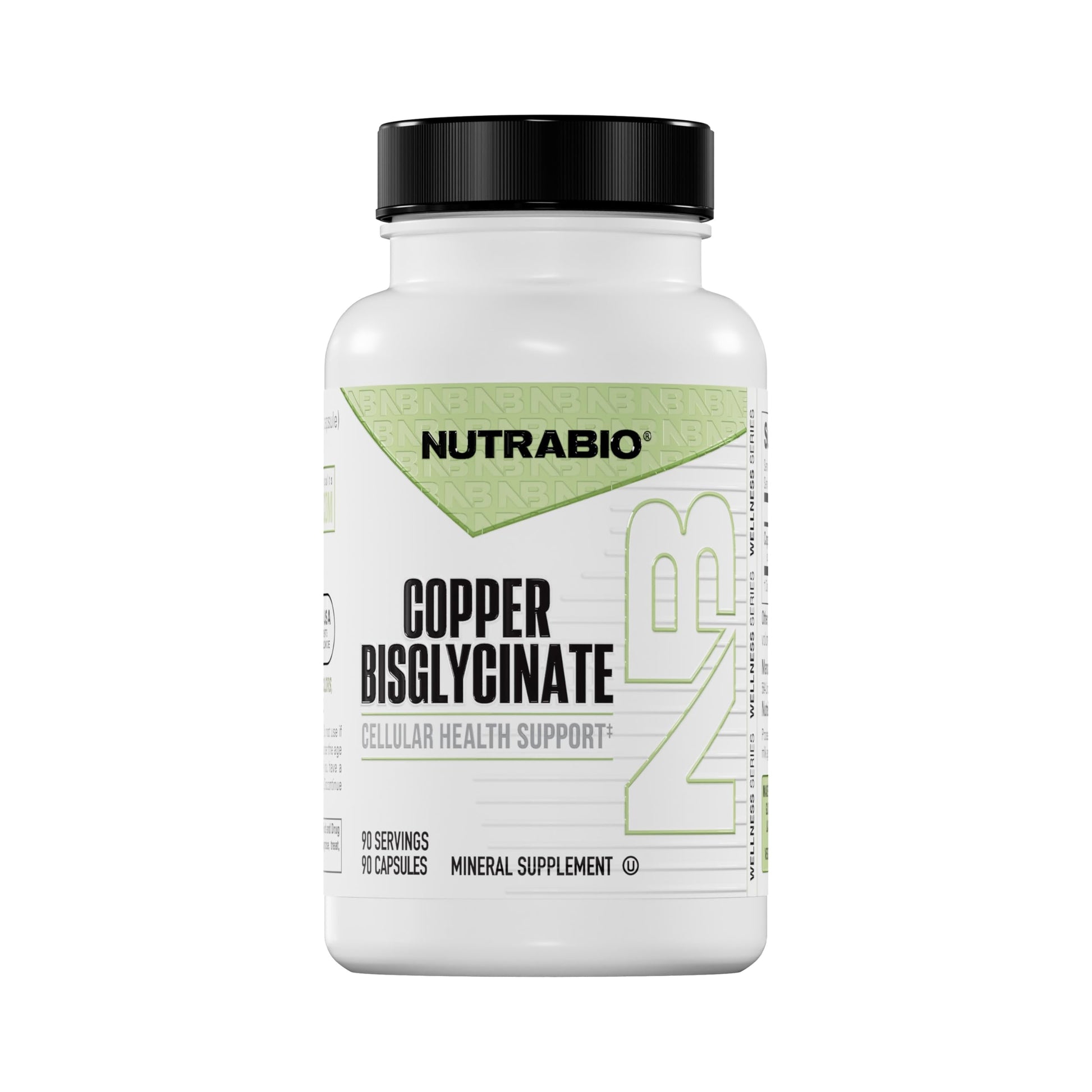 NutraBio Chelated Copper Bisglycinate Supplement 90 Capsules
