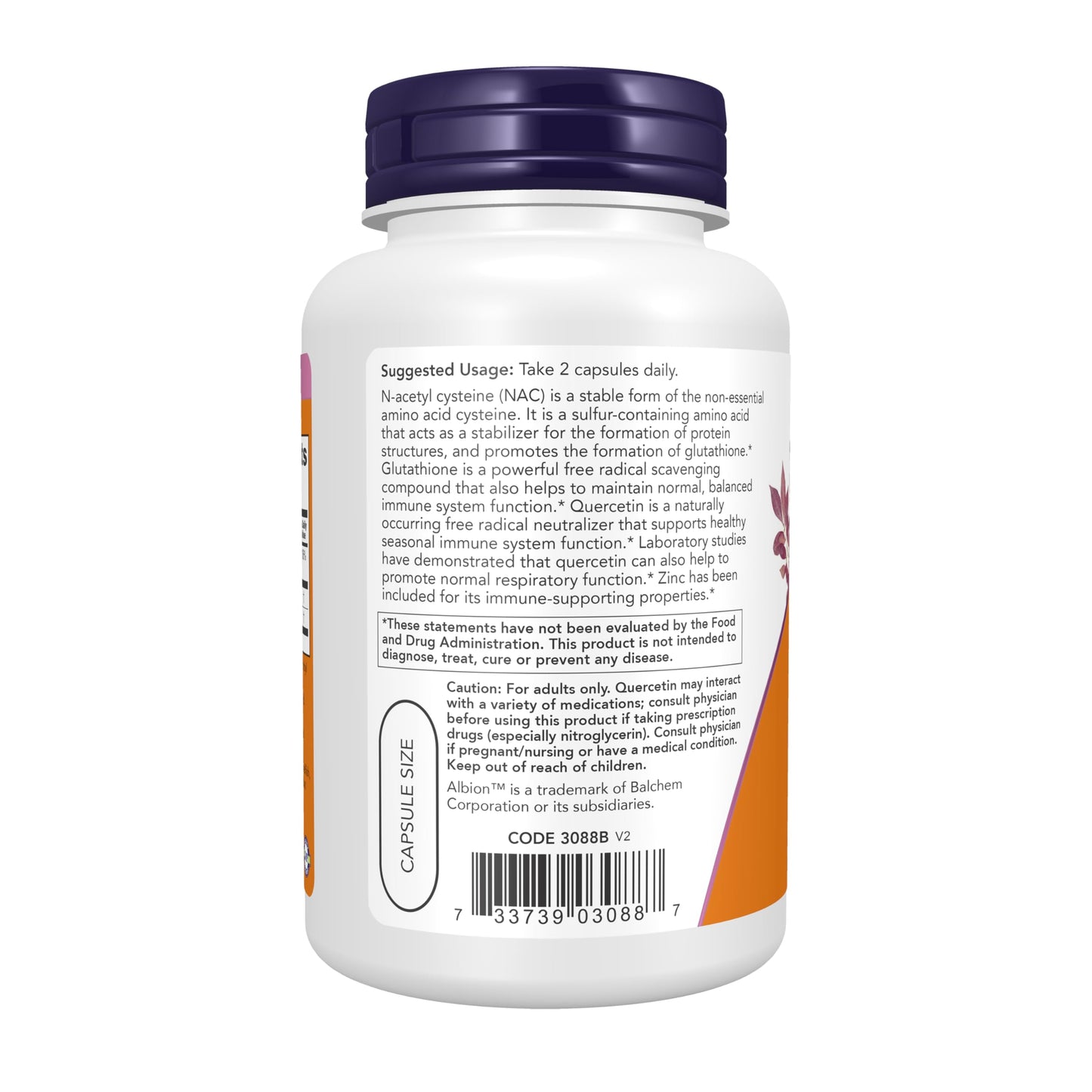 NOW Foods NAC Quercetin and Zinc Immune and Respiratory Support Capsules 90 Count