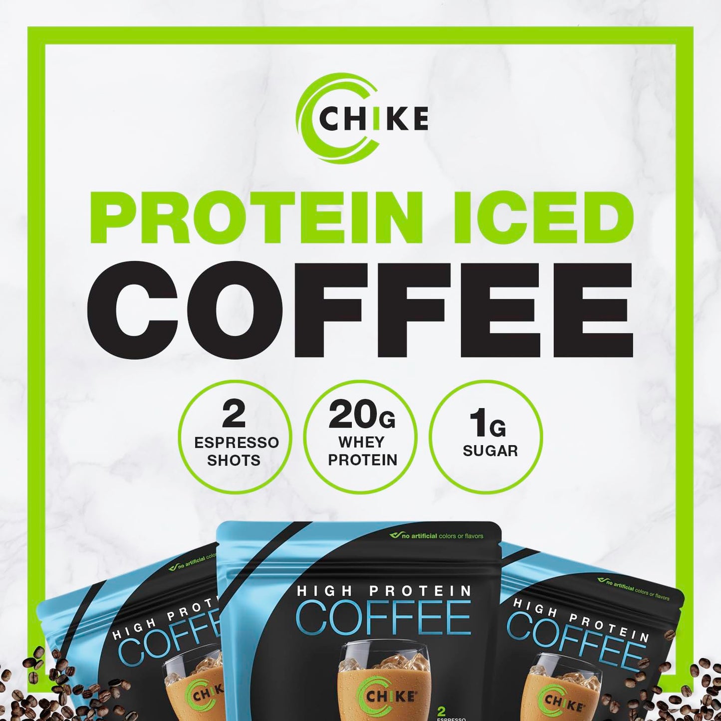 CHIKE High Protein Iced Coffee Powder, 15.1 Ounce