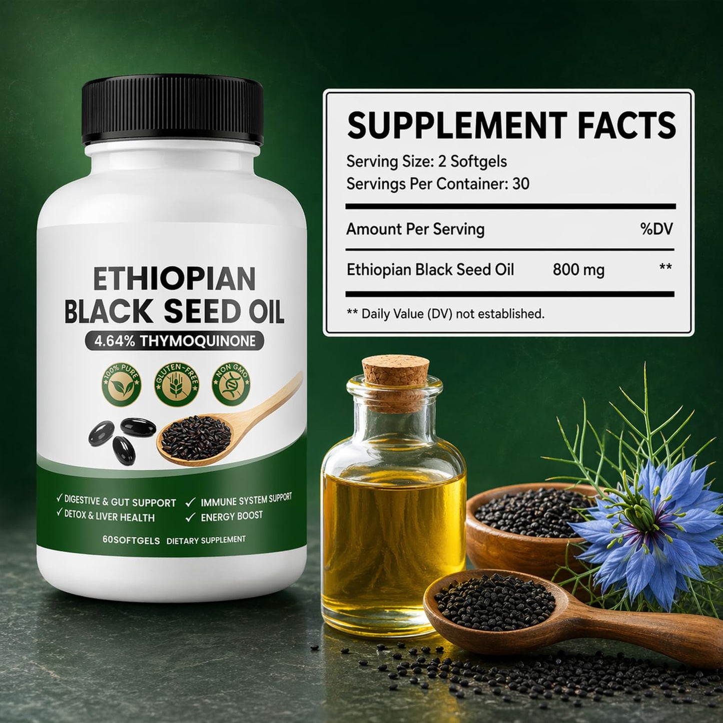 Vlsdoin Ethiopian Black Seed Oil Softgels, 60 Count