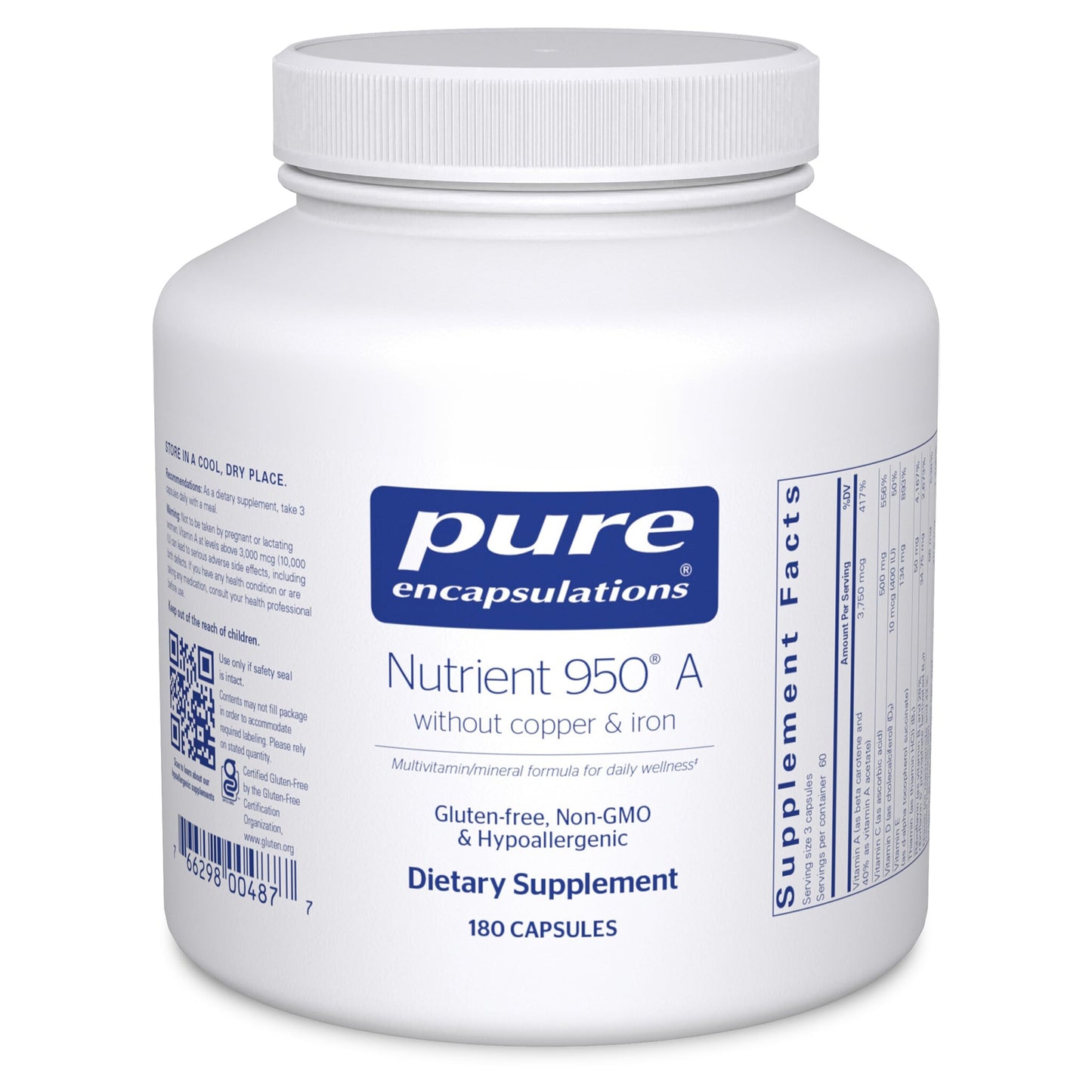 Pure Encapsulations Nutrient 950 A Without Copper & Iron Capsule 180