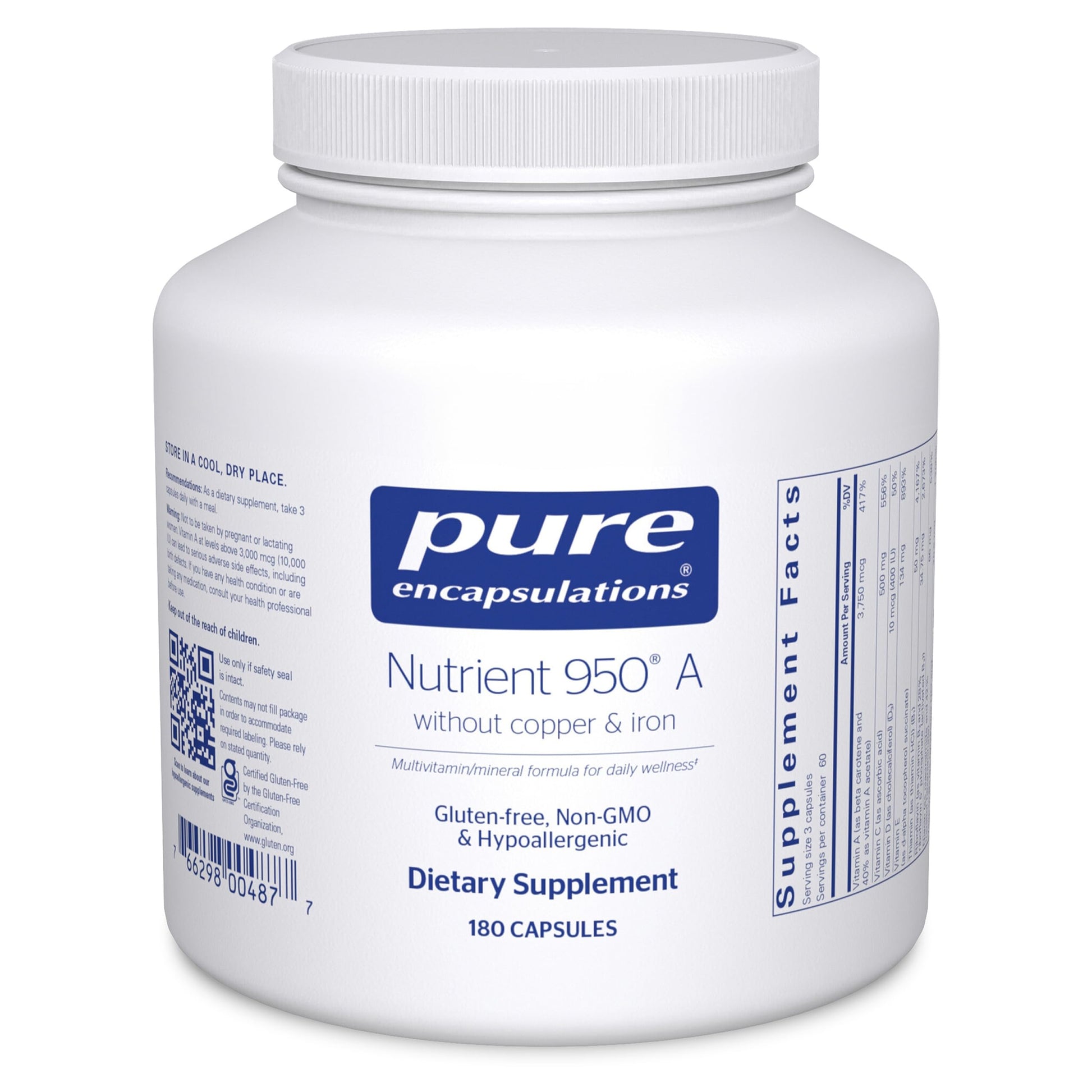 Pure Encapsulations Nutrient 950 A Without Copper & Iron Capsule 180
