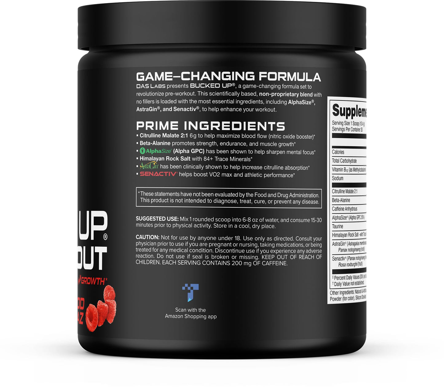 Bucked Up Pre Workout Powder Red Raz 10.99 Ounce