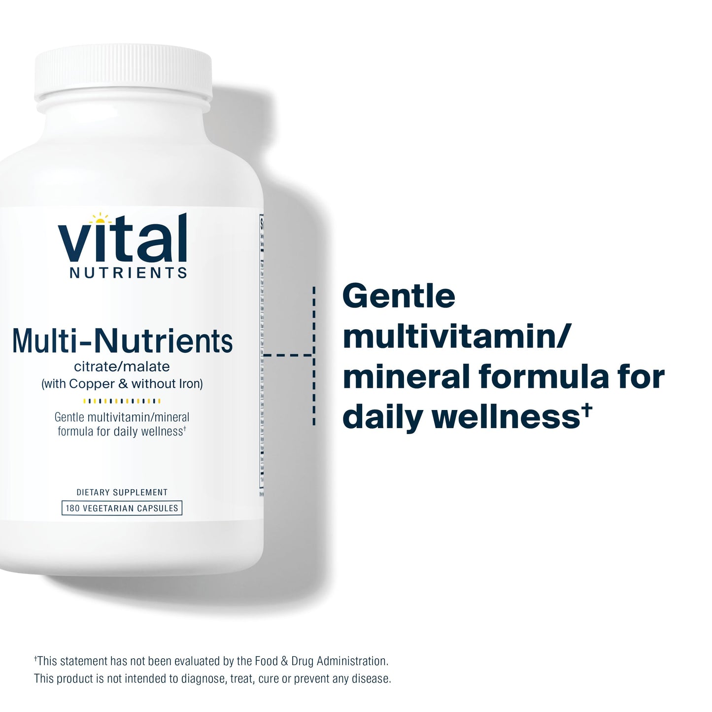 Vital Nutrients Multi-Nutrients 2 - Citrate/Malate Formula (with Copper and Without Iron) 180 Capsules