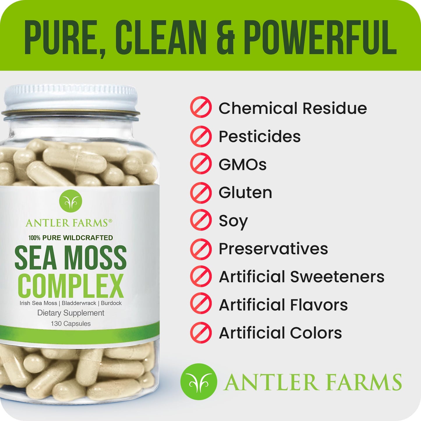 Antler Farms Sea Moss Complex Capsules 130 Count