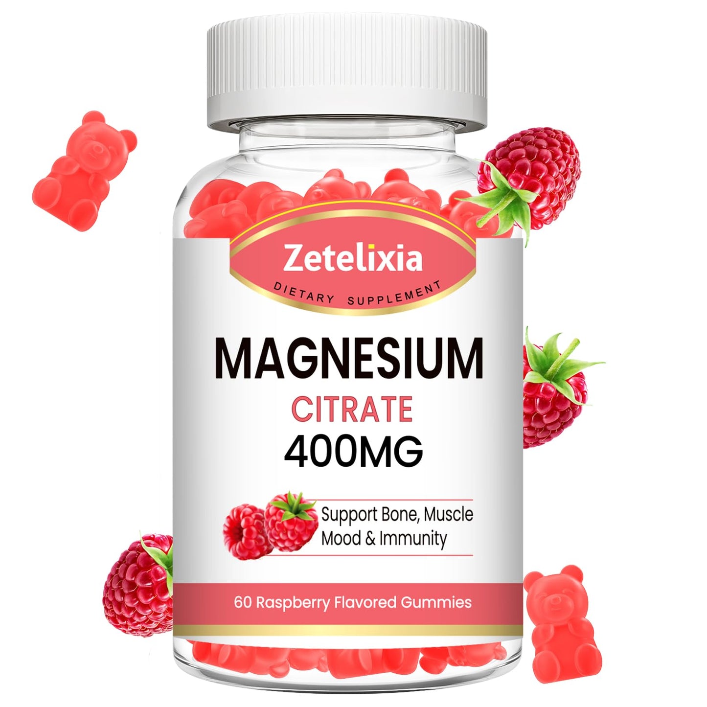 Zetelixia Magnesium Citrate Gummies 400mg, 60 Count