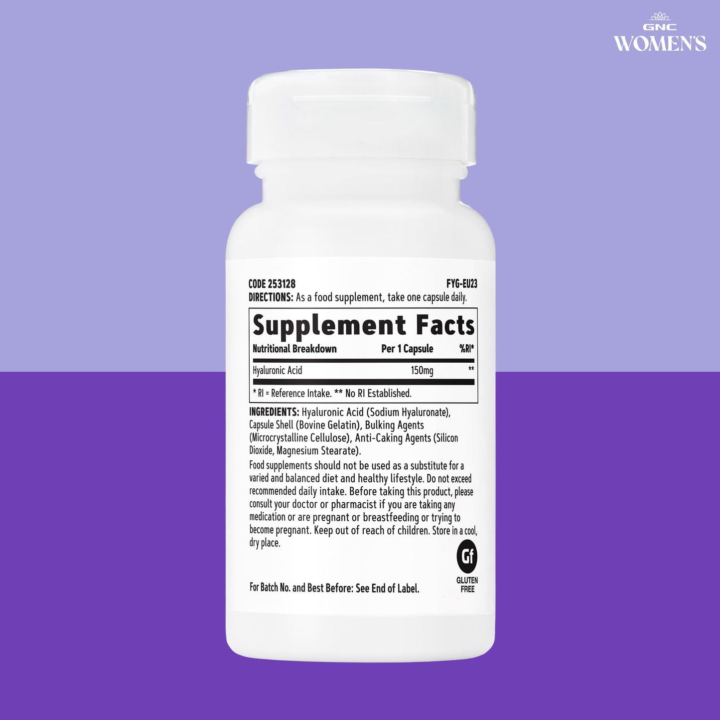 GNC Women's Hyaluronic Acid, Skin Hydrating Daily Supplement, Supports Moisture and Joint Health, 30 Capsules
