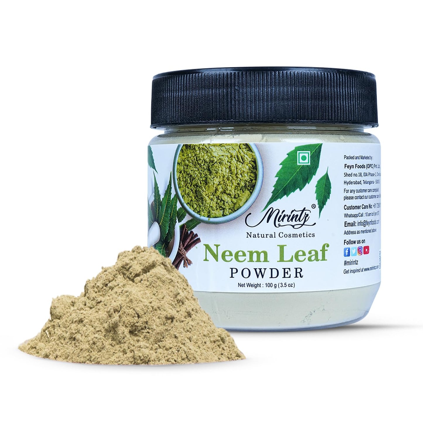 Mirintz Neem Powder for Hair & Skin, 3.52 oz