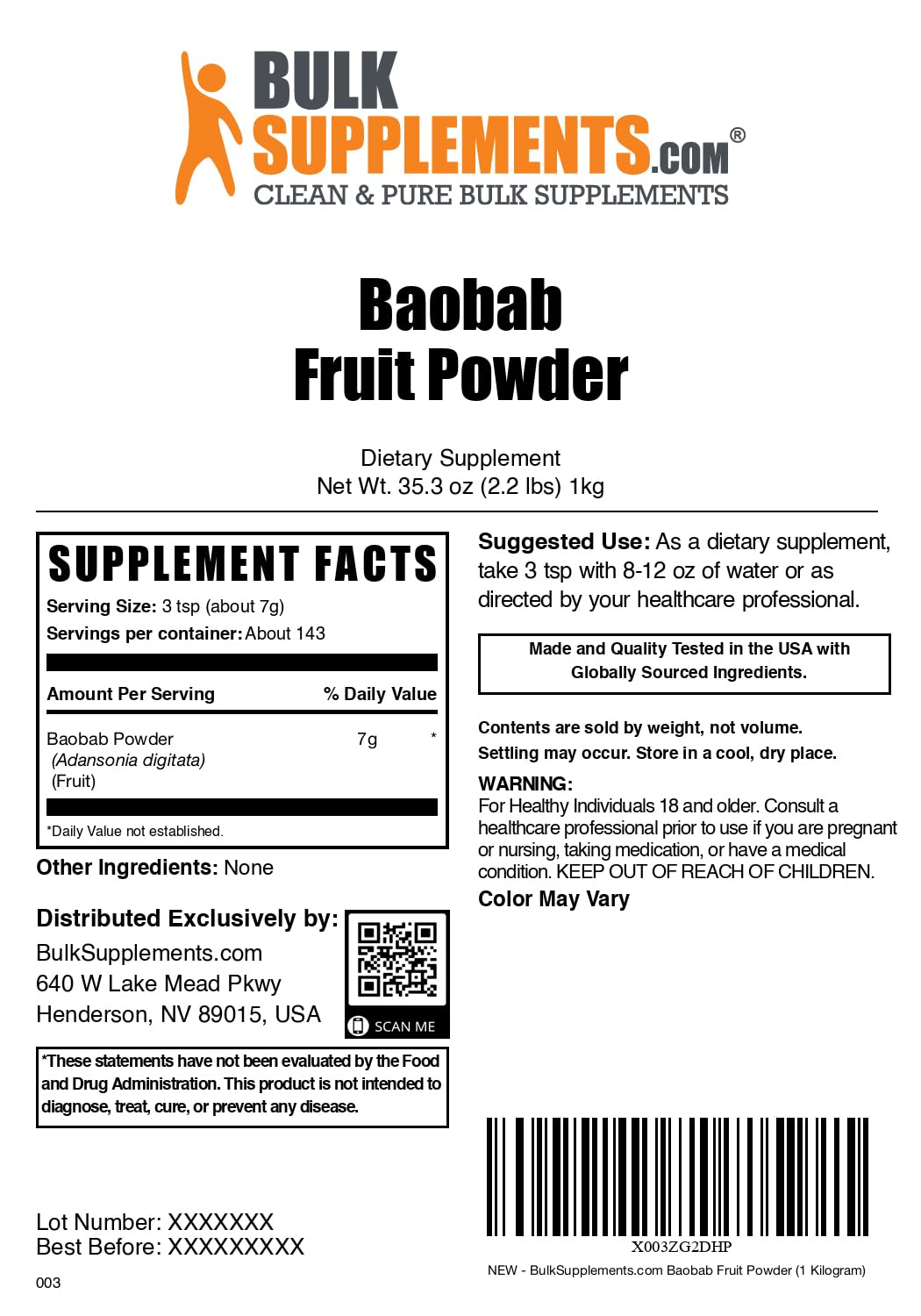 BulkSupplements Baobab Fruit Powder 35.27
