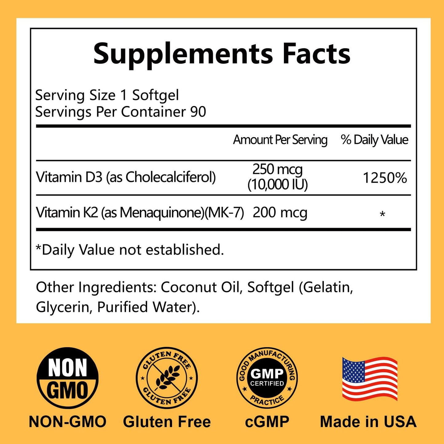 Novafun Vitamin D3 K2 Softgels 90 Count