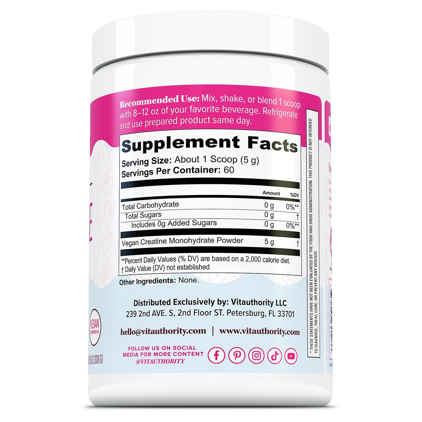 Vitauthority Micronized Creatine Monohydrate Powder, Unflavored, 60 Servings, 10.58 Ounce