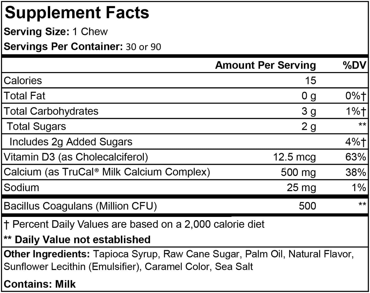 ProCare Health TruCal Calcium Soft Chew Sea Salted Caramel, 90 Chews