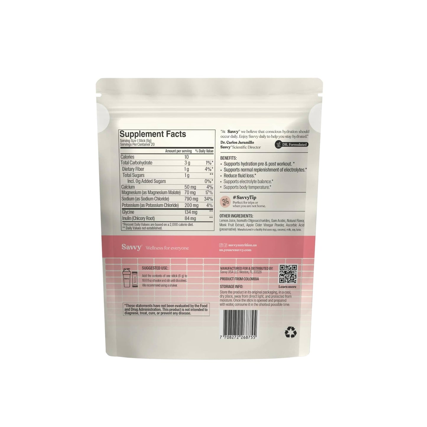 Savvy Recharge Electrolyte Powder, 20 Sachets