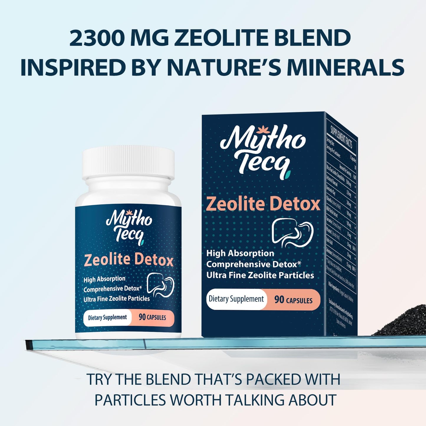 MythoTecq Zeolite Capsules with Activated Charcoal & Bentonite, 180 Capsules
