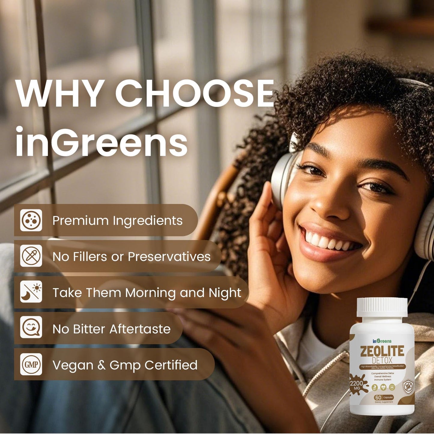 inGreens 6-in-1 Zeolite Detox Capsules, 120 Capsules